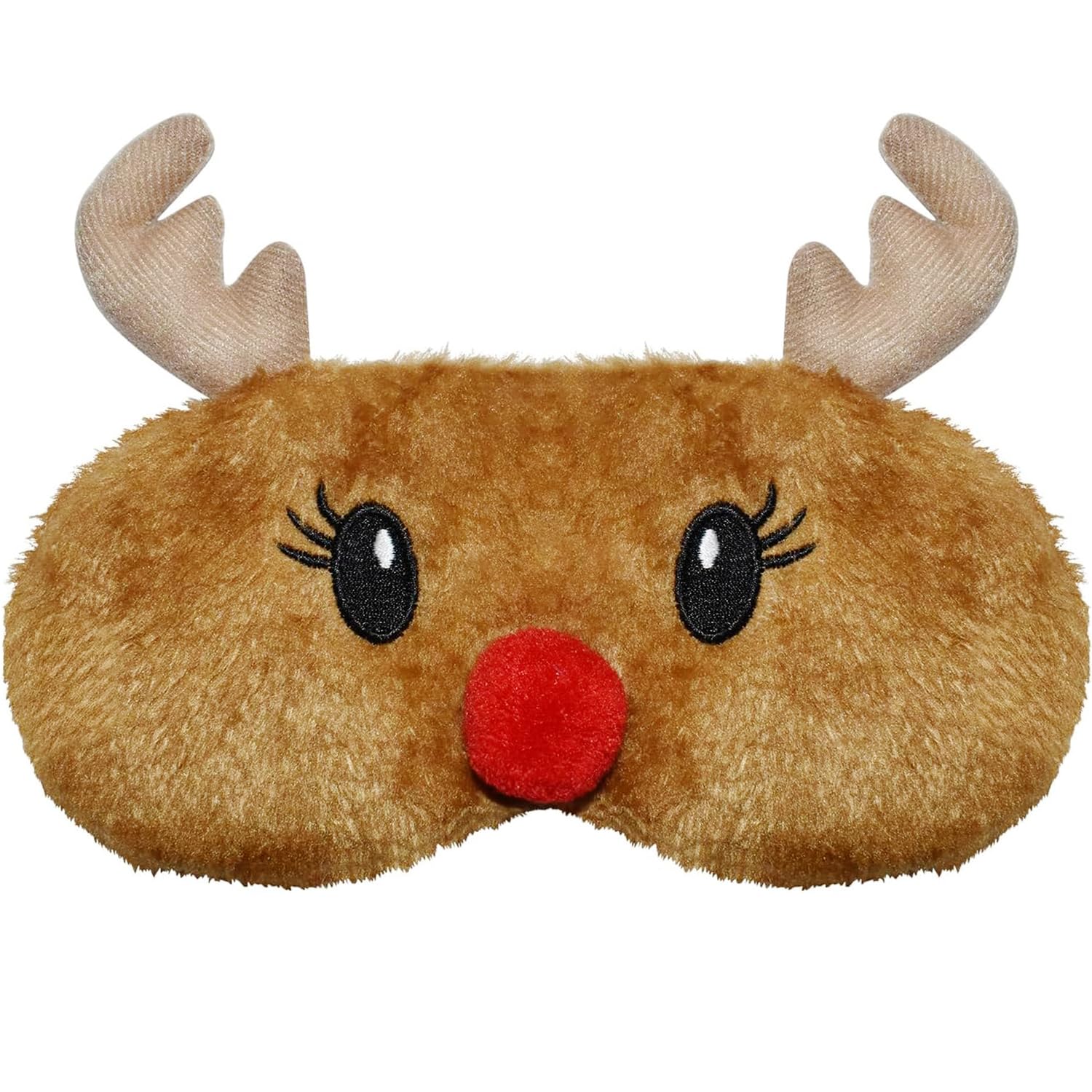 Mezeic Christmas Reindeer Sleep Mask Cute Antler Eye Masks Sleeping Soft Plush Cartoon Blindfold Funny Animal Eye Cover