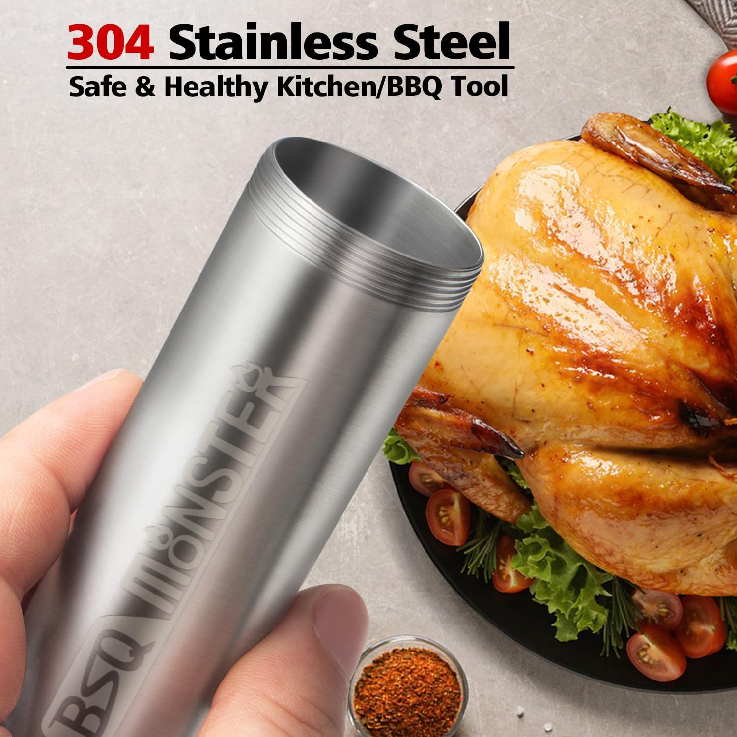 BSQ MONSTER Meat Injector Syringe Kit with 4 Professional Marinade Injector Needles and Travel Case for BBQ Grill Smoker, Turkey, Brisket; 2-oz Capacity; Paper User Manual and E-Book (PDF)