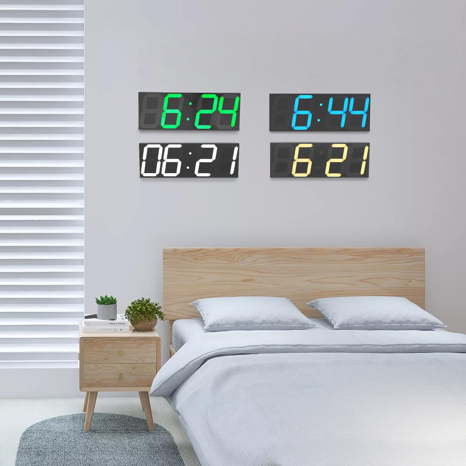 Orologio digitale a LED, 142 diodi LED, per soggiorno e camera da letto | Telecomando a 8 Livelli Regolazione Automatica della Luminosità entro 20 Metri Nero in Plexiglass e ABS