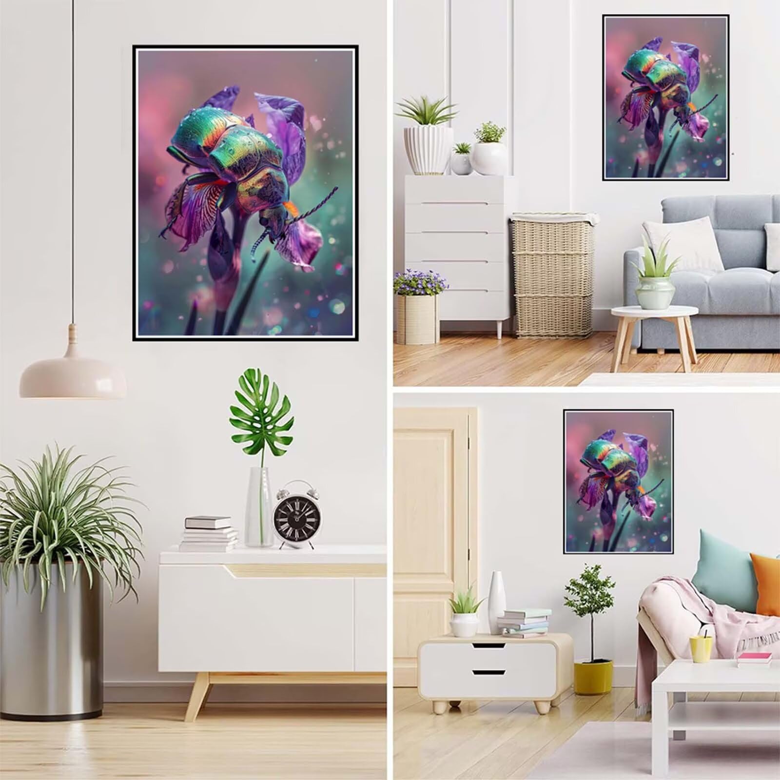 Diamond Painting Blume Malen Nach Zahlen Erwachsene, 5D Diamant Painting Bilder Tier Diamond-painting Mosaikherstellung Bastelset Kinder ab 6 Jahre, Deko Wohnzimmer, Mädchen Geschenke 70x100cm 6X-827