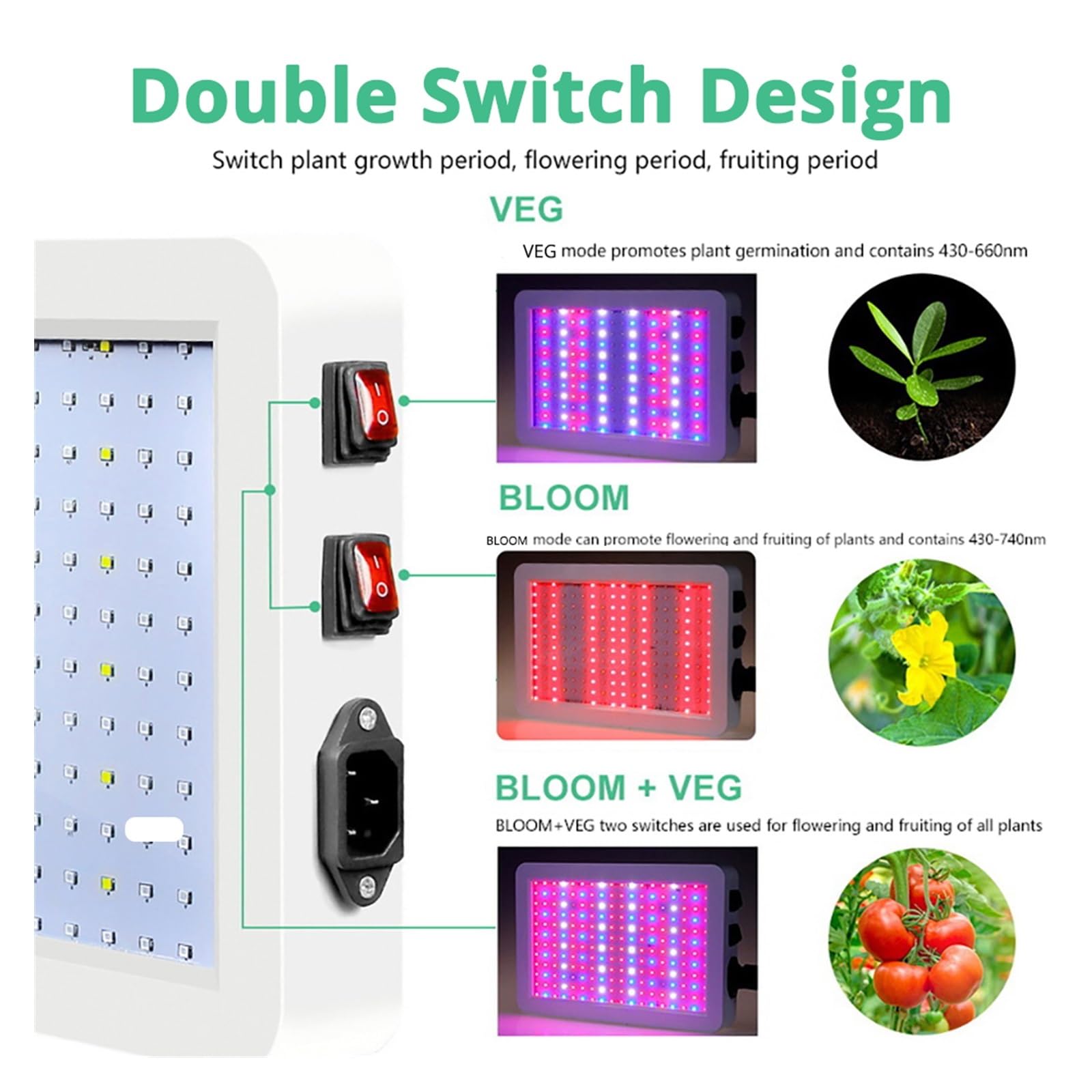 Lámpara de Cultivo, Full Spectrum 160W LED Grow Light Luz de Planta Impermeable Regulable for Plantas de Interior, luz de Relleno suculenta, luz de Invernadero(216Leds-110W)