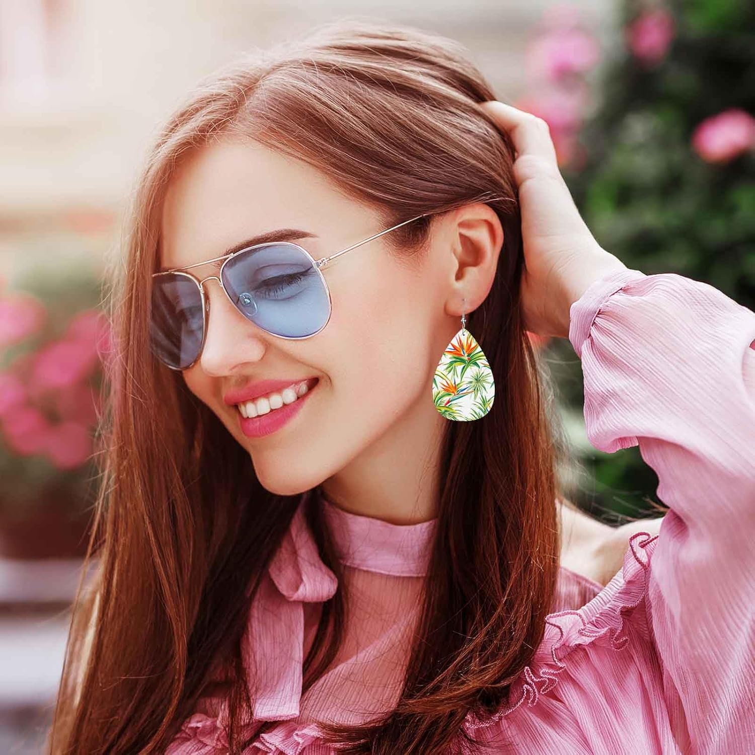 Zokola Bird Of Paradise Faux Leather Teardrop Earrings For Women Friends, Desert Cactus Tropical Flowers Petal Leaf Earrings Dangle Drop Earrings Jewelry - Image 7