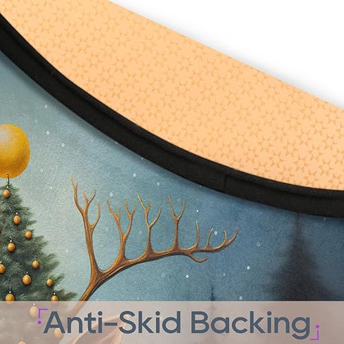 Miniatura 4 de Christmas Tree Animal Reindeer (2) Round Area Rug 3ft Machine Washable Circular Rugs for Dining Room Table Bedroom Playroom Throw Rugs for Dog