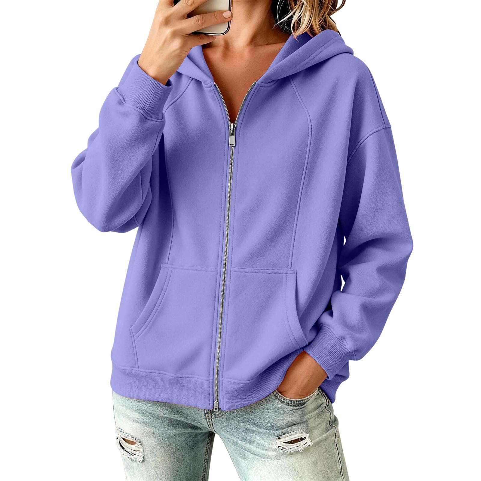 Sudadera para mujer con capucha con cremallera para mujer