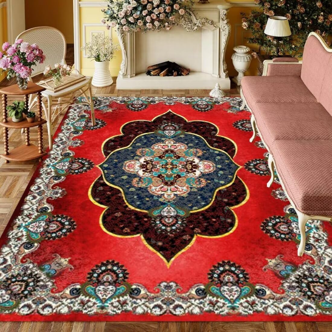 Tapis entree interieur rouge grand format tapis de sol resistant au froid et plaid chien