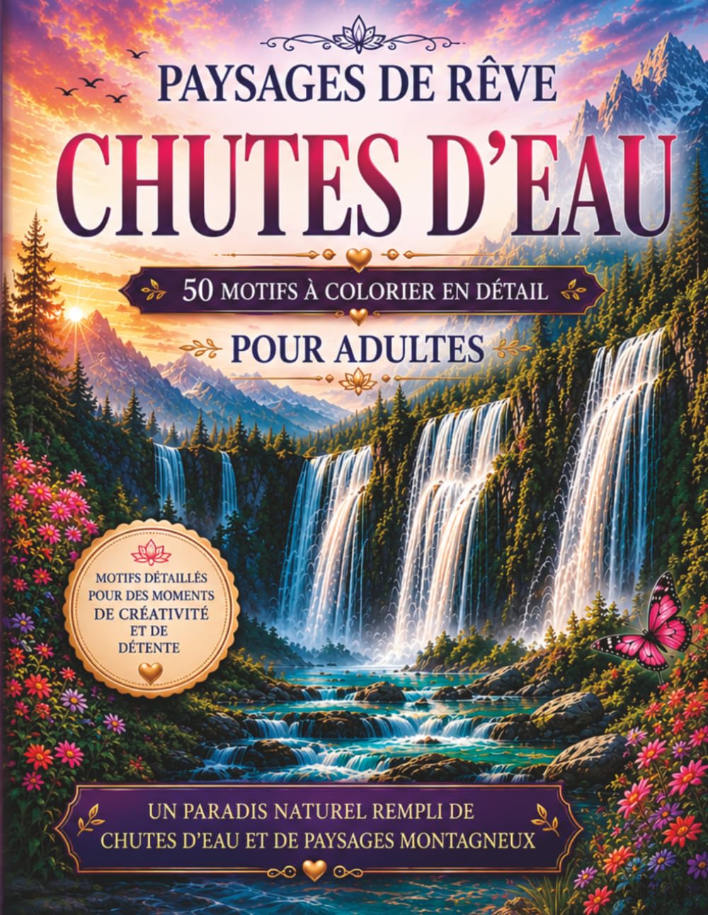 Paysages de Rêve – Chutes d’Eau: 50 motifs à colorier en détail pour adultes Évadez-vous dans des paysages naturels à couper le souffle