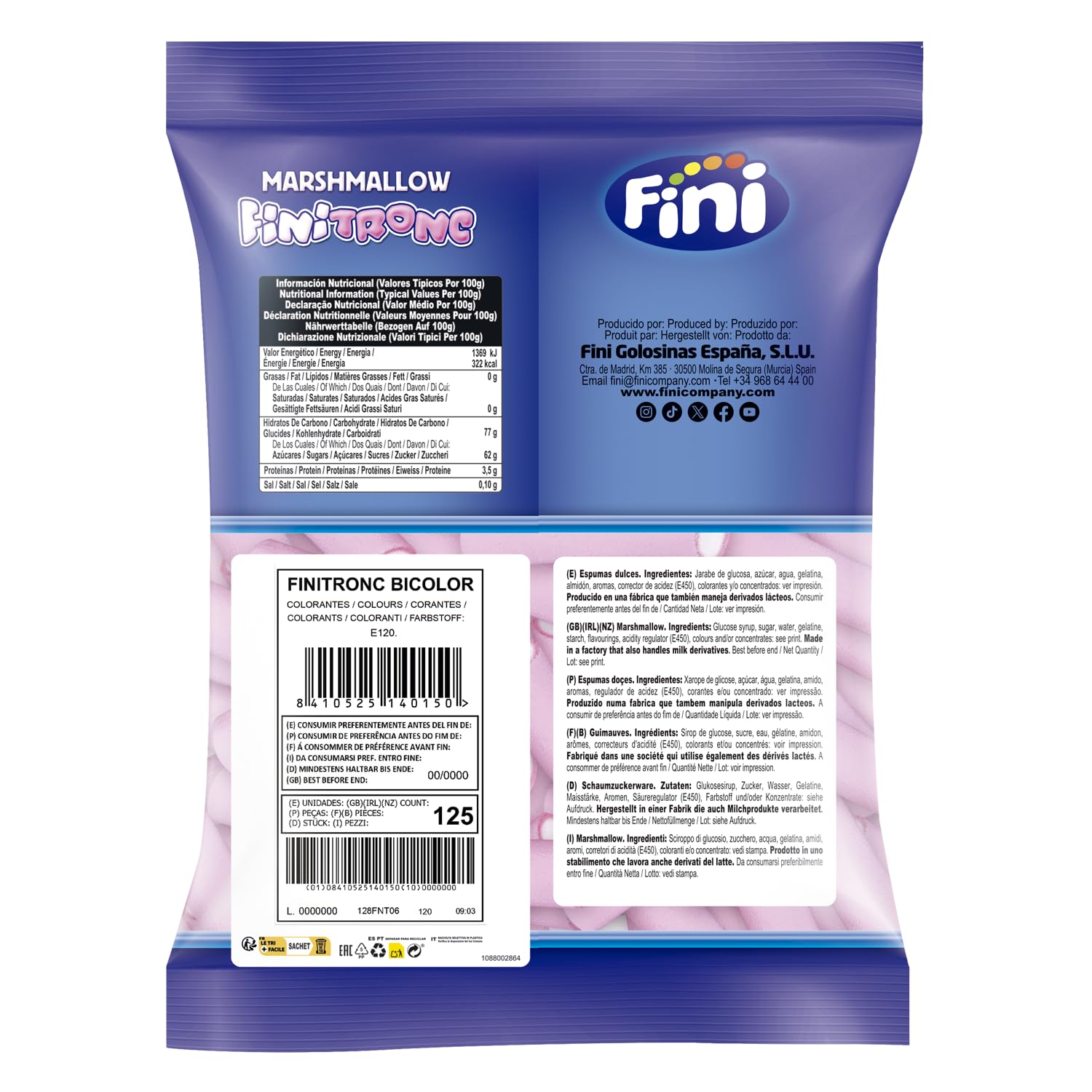 Marshmallow FINI Bicolor Sold In Bulk In Bags Of 125 Pcs - View #4