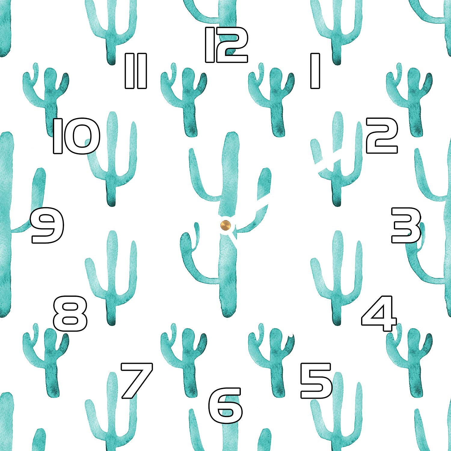 Horloge en verre sécurité 30x30 cm haut de gamme à motif cactus et fleurs