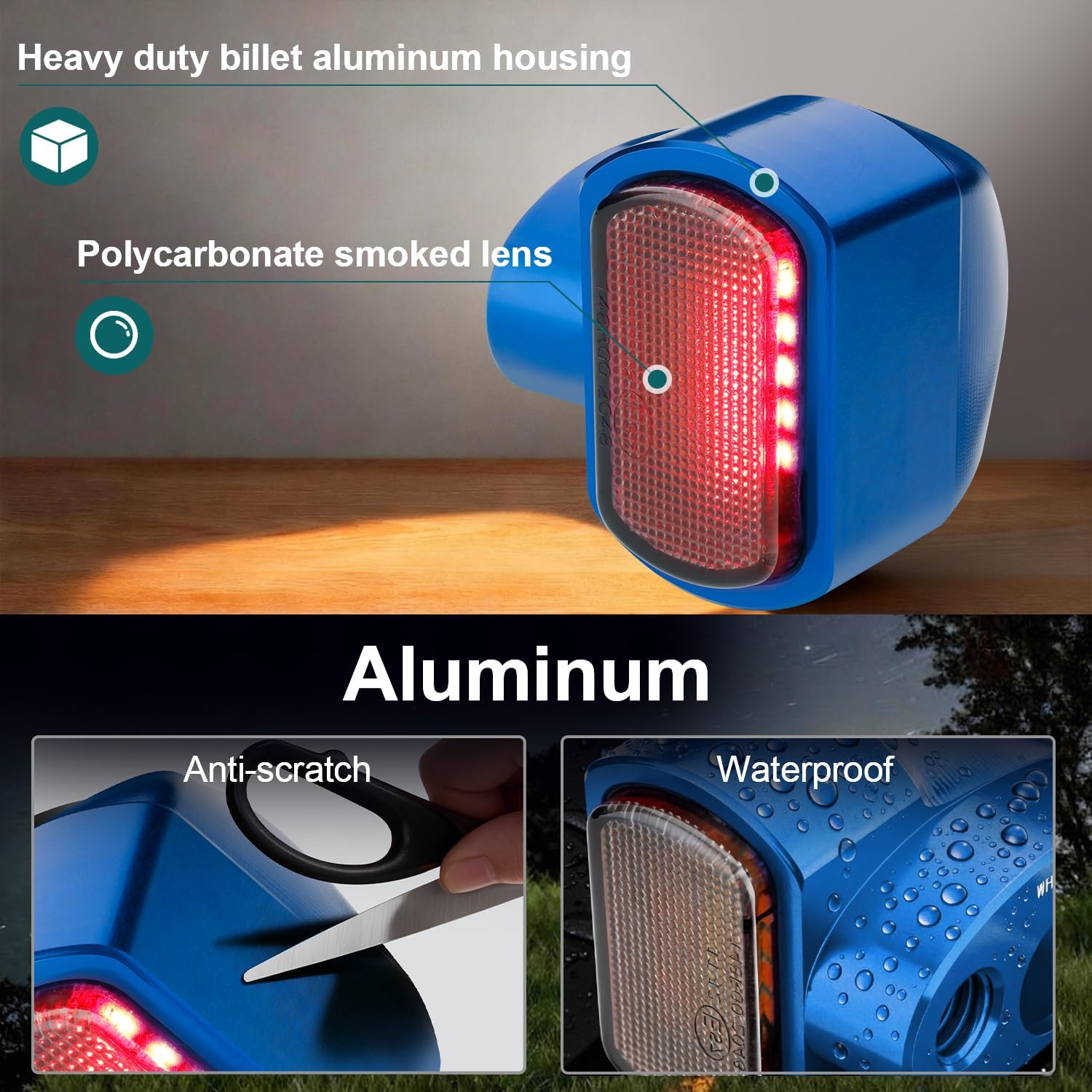 MoKitDora Rear Led Turn Signal Light Mini Brake Running Lights for Harley 2009-2023 Touring 2000-2023 Softail 2000-2022 Sportster 2006-2017 Dyna, Blue Housing