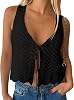 LILLUSORY Crochet Tops for Women Summer Vacation Outfits Beach Coverup Going Out Tie Front Spring Sweater Vest 2025 Fashion