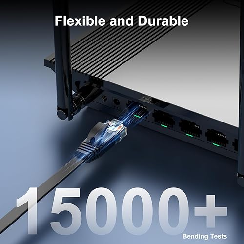 Miniatura 6 de Cable Ethernet Cat 6 de 30 pies, para interiores y exteriores, cable de red plano de Internet de alta velocidad de 10 Gbps, cable de conexión