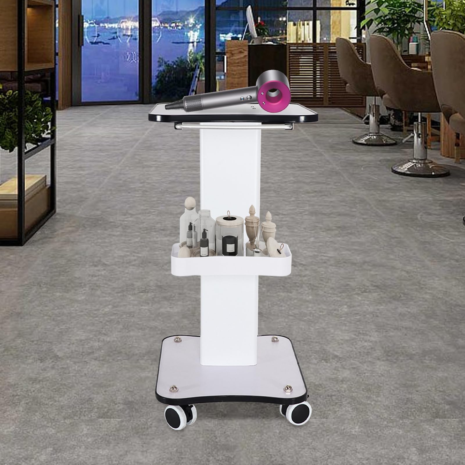 Carrello per salone di bellezza,Carrello per salone di bellezza portatile,con maniglie per il salone di immagazzinaggio,Portatile Ripiani di immagazzinaggio,Applicabile a Salone di Bellezza, Ospedale,