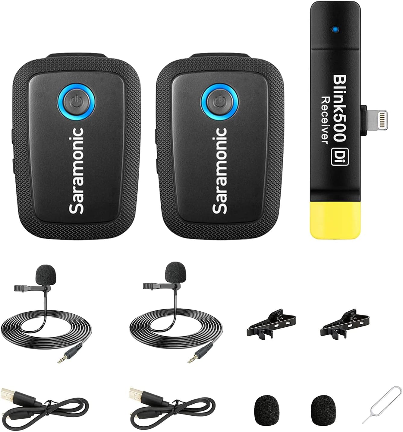 Saramonic 2.4 GHz 2-Person Wireless Clip-On Microphone System with Lavs and Lightning Receiver Compatible with iPhone and iPad(BLINK500B4)