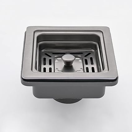 RESPITE 4.5 Inches Square Black Coupling Premium Stainless Steel PVC Kitchen Sink Drainer Chrome Finish, Corrosion-Resistant, Durable