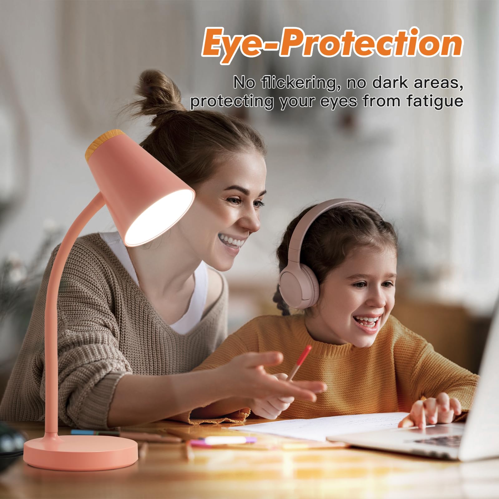 EJIAXIN Schreibtischlampen für Home Office – Kleine LED-Schreibtischlampe, Touch, dimmbar, Leselicht für Studentenwohnheim, verstellbar, flexibel, Schwanenhals, Tischlampe für Nachttisch, Schlafzimmer