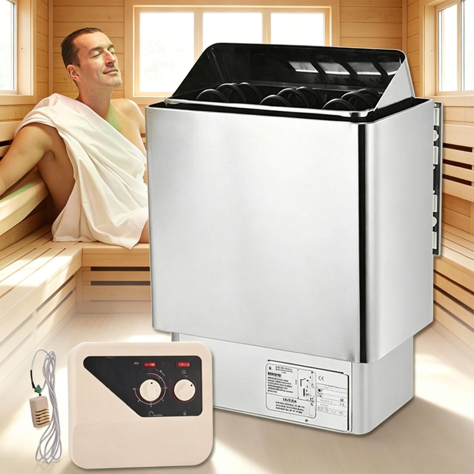 Poêle de sauna électrique 9KW en acier inoxydable avec commande externe 380V