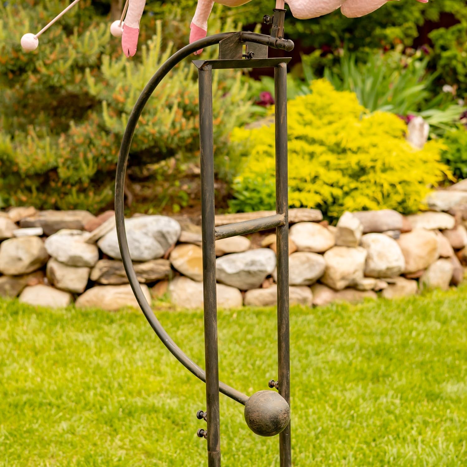 Large Rocking Animals with Flapping Wings Garden Stakes (Antique Pink, Flying Pig)