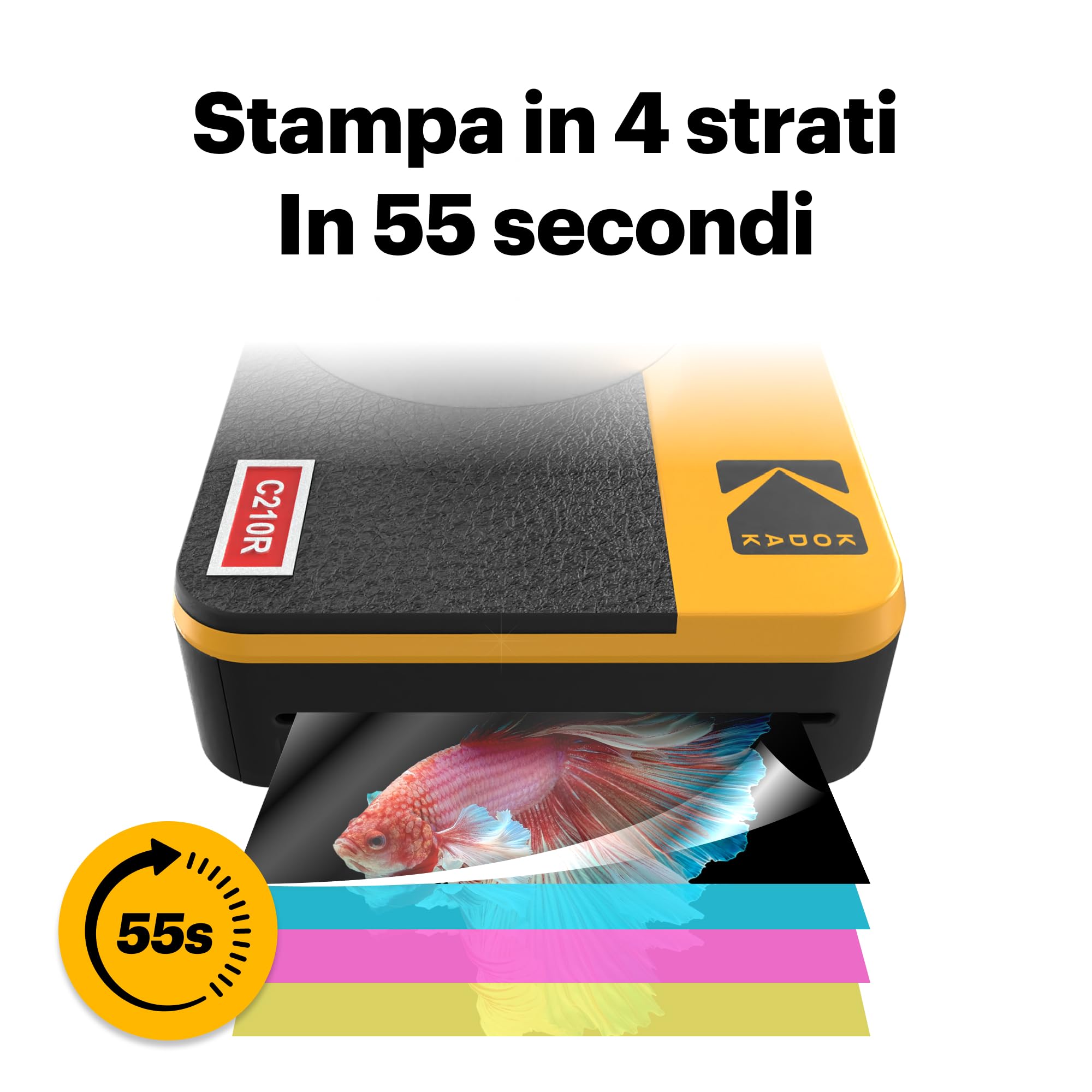 KODAK Mini Shot 2 Retro Regalo di Natale 4PASS 2-in-1 Fotocamera istantanea e stampante fotografica (5,3 x 8,6 cm) + 8 Fogli inclusi + confezione da 30 fogli, giallo