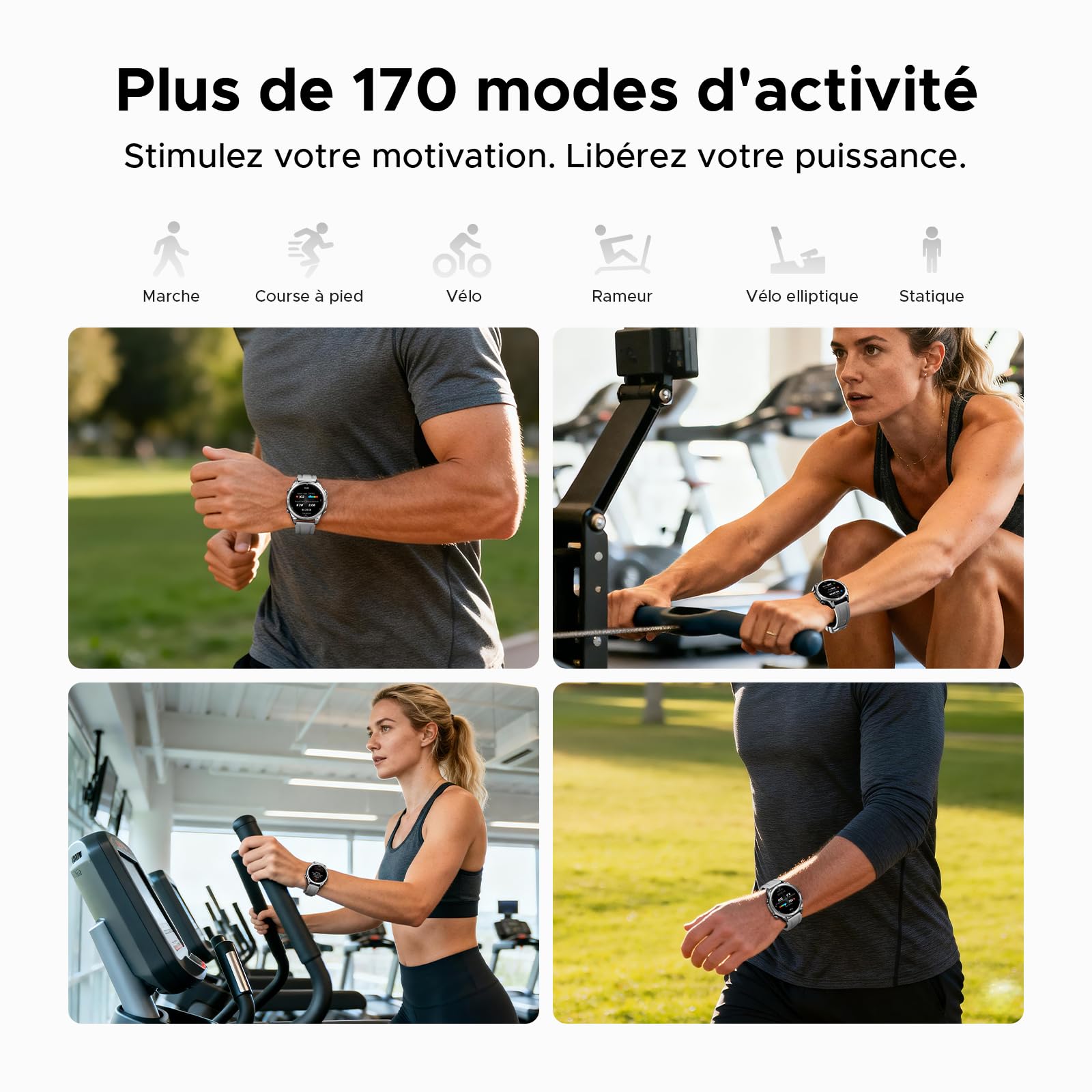 Anywise W1 Lite Montre Connectée Homme,1.43''AMOLED Smartwatch avec Appel Bluetooth, 5ATM Fitness Tracker,170+ Modes Sport,12 Jours Autonomie/Heart Rate/SpO2/Sleep Monitor