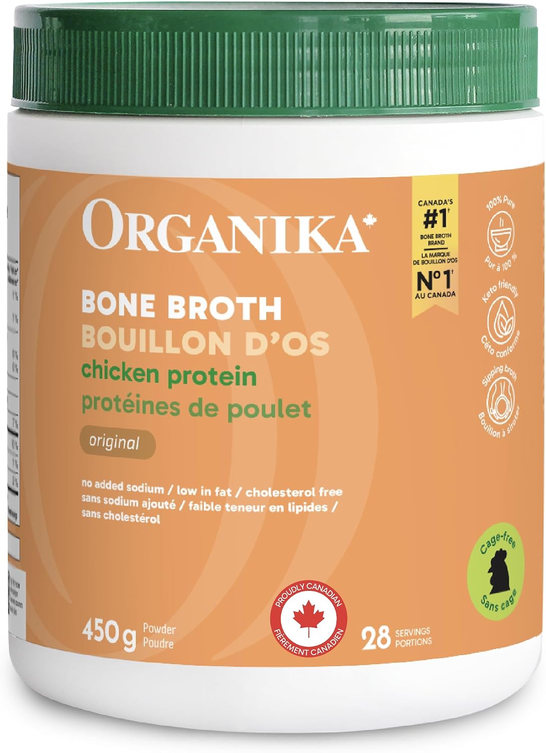 Honest review of Organika Canadian-Made Chicken Bone Broth Powder - 15g Protein Per Serving, Low-Sodium, Mineral-Rich, Convenient Powder Format, Easily Add to Recipes Non-GMO and Organic Vegetarian Fed-Chickens 450g