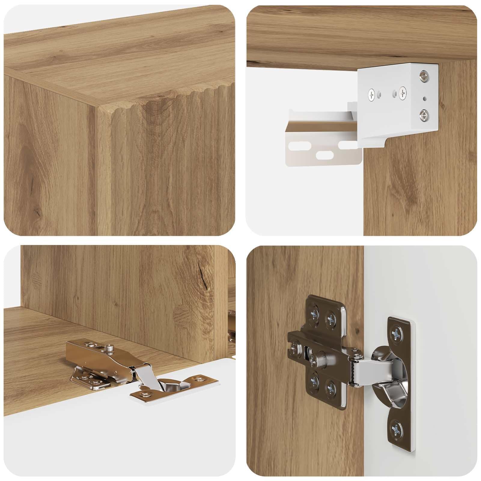 Set di 4 mobili per TV da parete, in rovere Artisan, dimensioni su misura: 30-78,5 cm, ideali per conservare i media organizzati