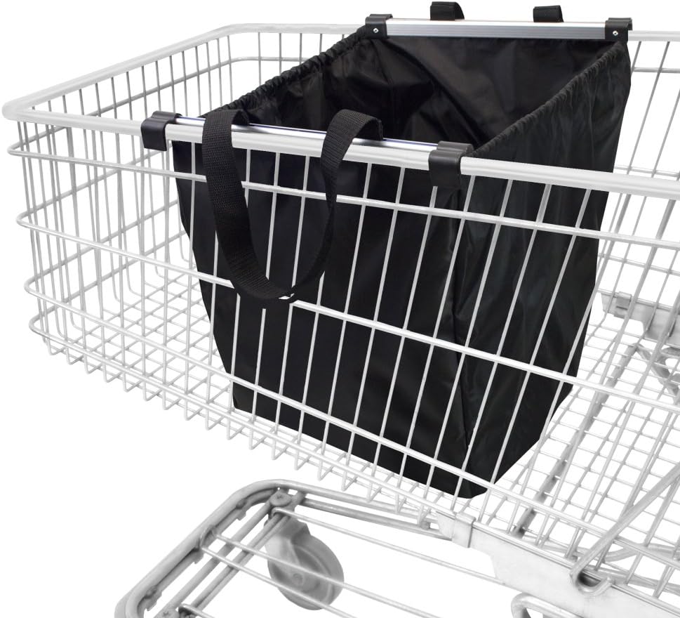 achilles Easy-Shopper Alu, Faltbare Einkaufswagentasche, Einkaufstasche passend für alle gängigen Einkaufswagen, schwarz, 33x50x38cm