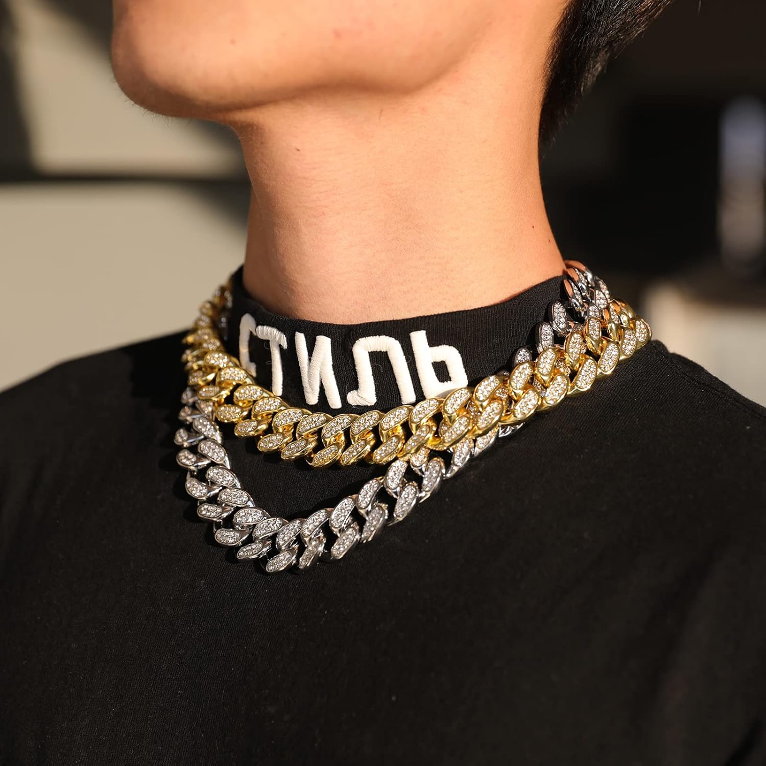 Cuban Link Chain 20mm Miami Cuban Necklace Chain for Men Iced Out 14K Gold Plated Diamond Chunky Necklace Silver Cuban Bracelet for Women with Copper Clasp - Image 6