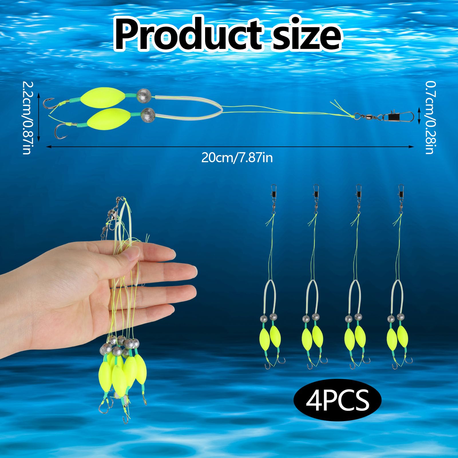 4 piezas doble gancho invertido para pesca de la carpa, anzuelo doble con fondo de línea invertida, para pescadores principiantes y confirmados, ideal para pesca de golpe, mar y agua dulce