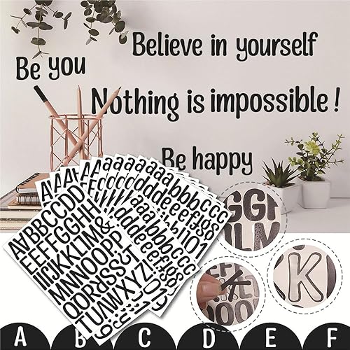 Miniatura 6 de Yoksas 10 hojas de calcomanías de números de letras brillantes y plateadas, doradas, autoadhesivas de 1 pulgada, para decorar gorras de graduación,