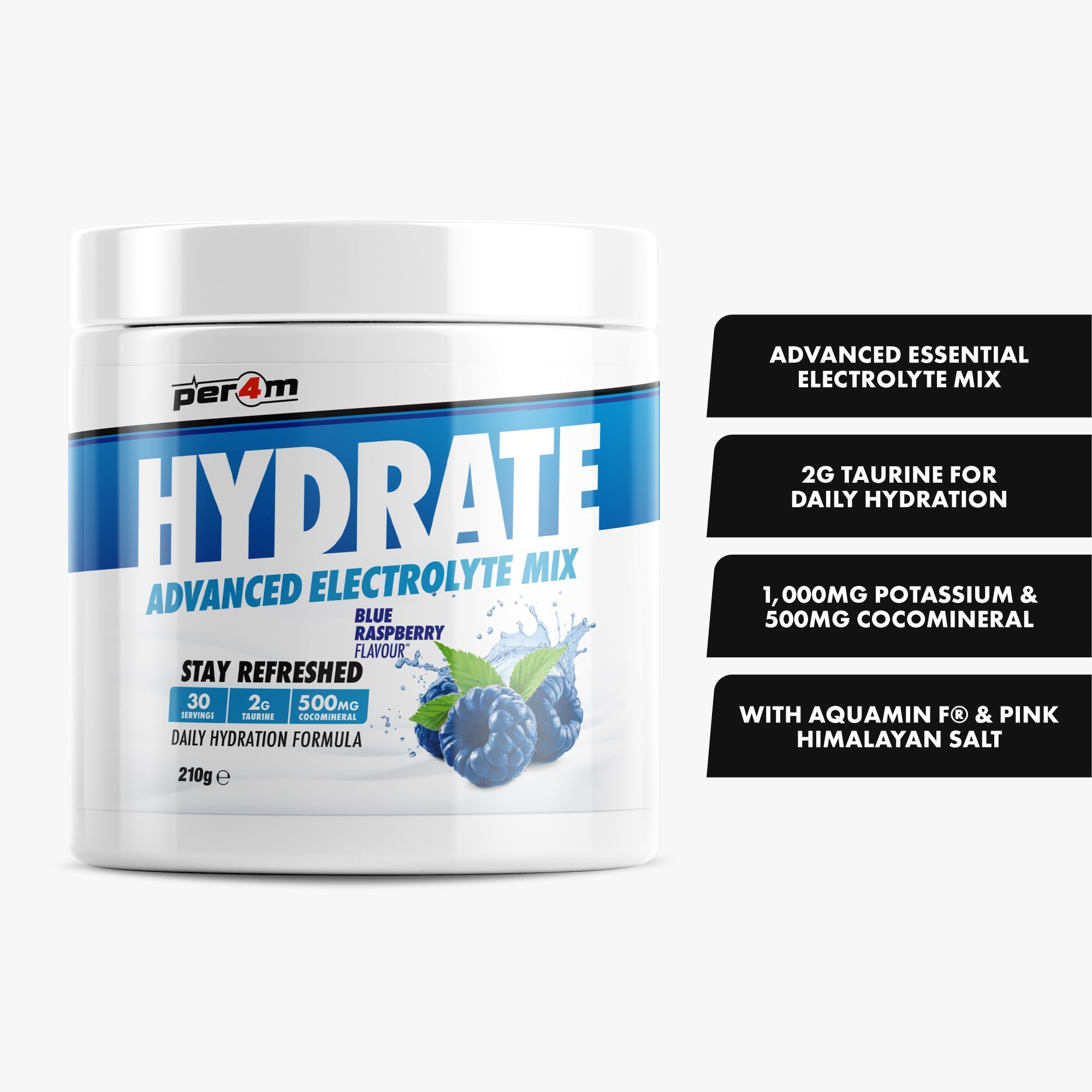 Per4m Hydrate Advanced Electrolyte Mix (210g) Framboise bleue - Énergie et endurance - Electrolytes