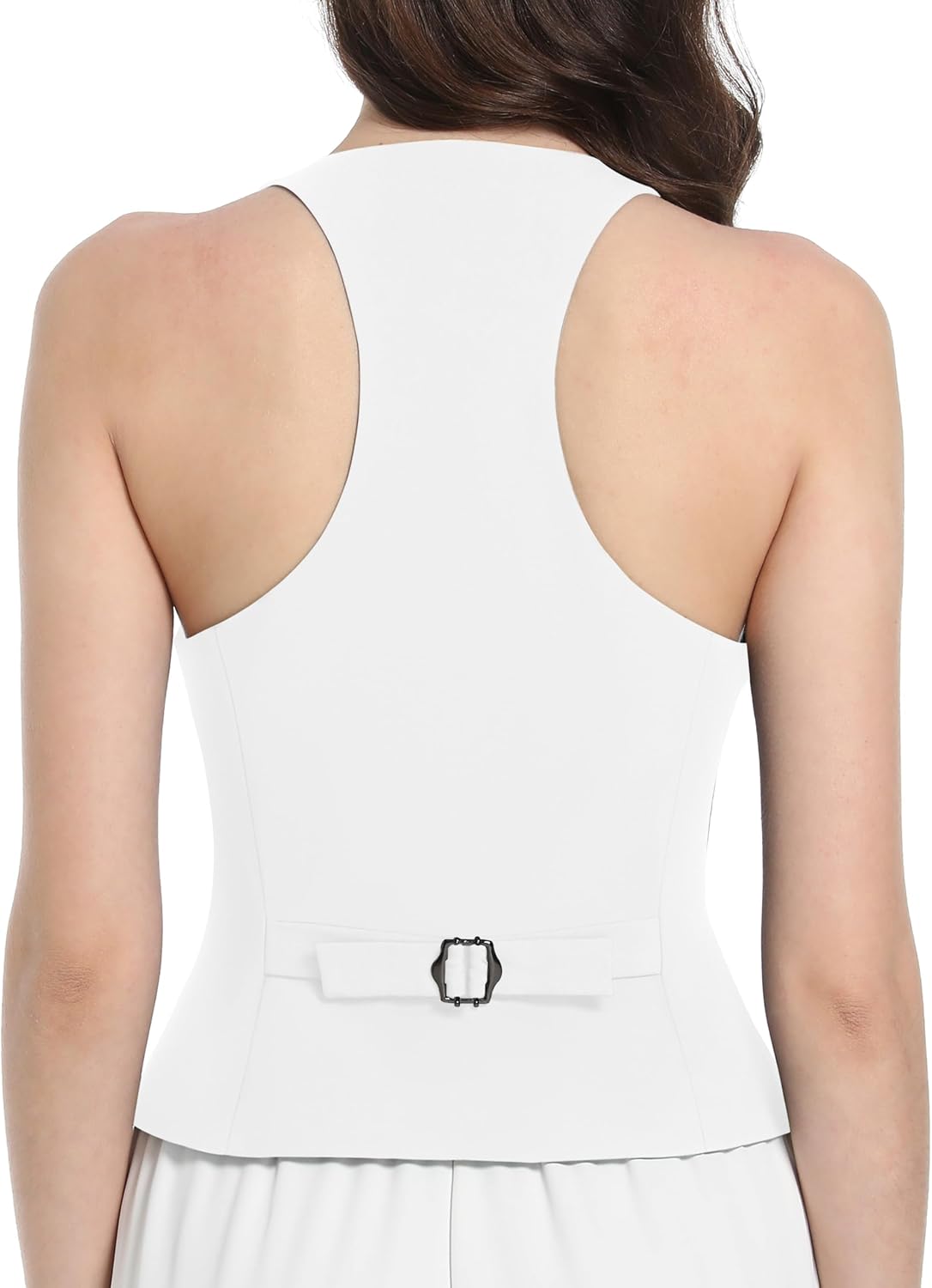 V VOCNI Waistcoat Vest for Women Racerback Button Up Fashiona Casual Dress Suit Vest Top - Image 3