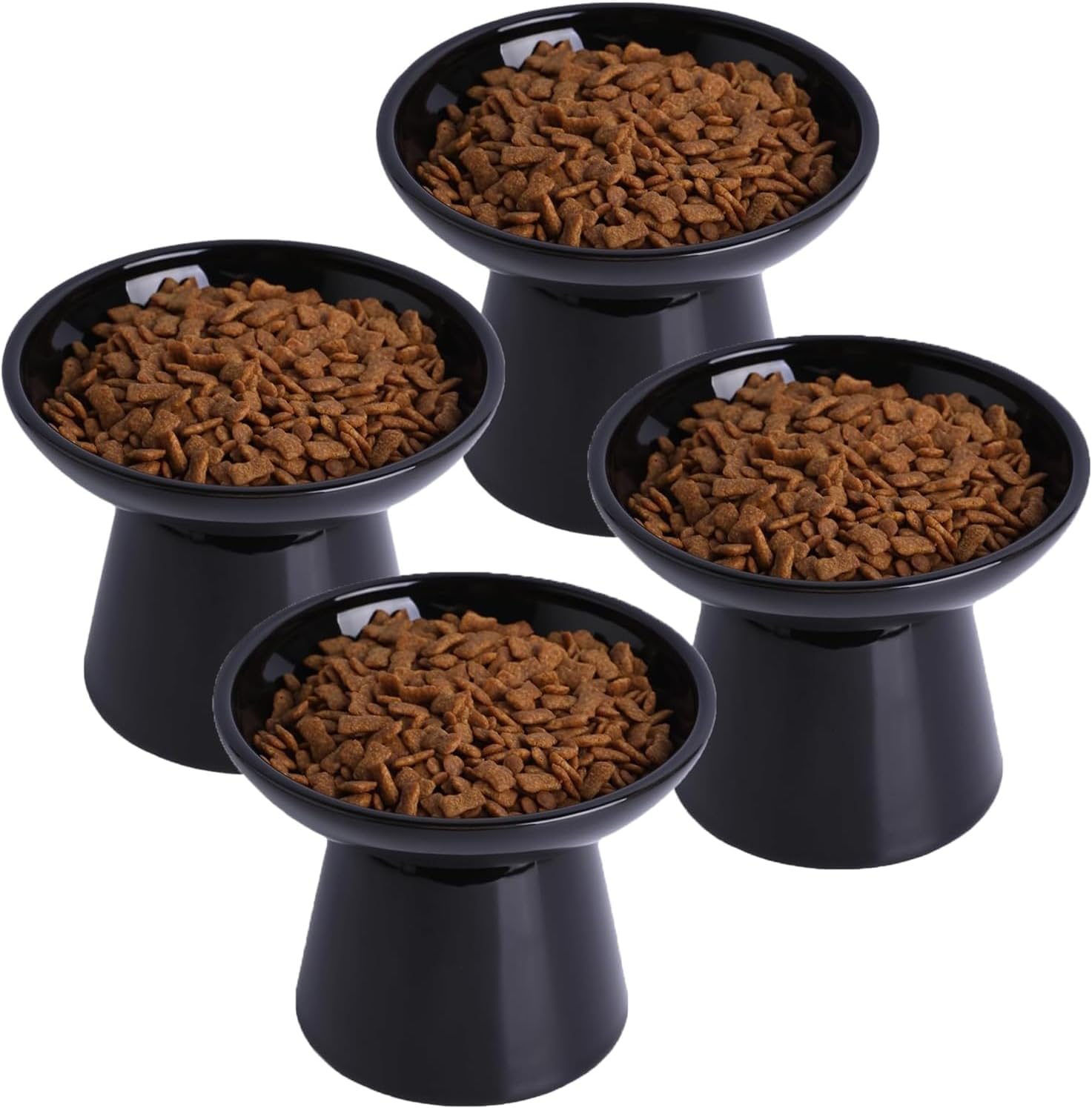 Cuenco elevado extra ancho para comida para gatos, cuencos de cerámica para alimentos y agua, plato ancho y poco profundo para gatos, fatiga del bigote, sin plomo ni cadmio, gran altura