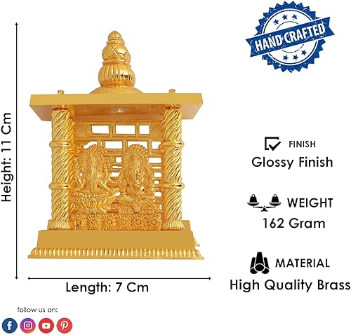 Miniatura 3 de CRAFTSMAN Estatua de Lakshmi Ganesha Mandir de 4.5 pulgadas. Estatua de ídolo de metal Murti para Pooja hindú para mandir del hogar. Decoración