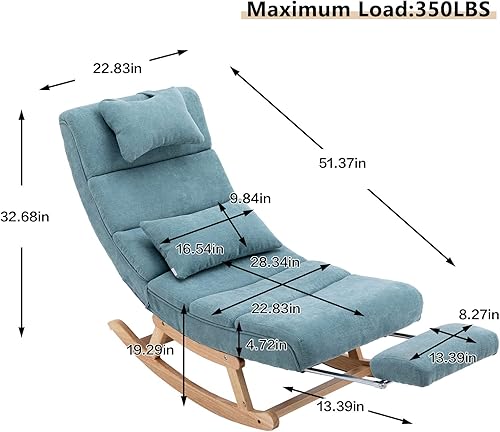 Miniatura 2 de GNIXUU Silla mecedora, moderna silla mecedora con respaldo grande, pedal extraíble y almohadas, silla perezosa tapizada para guardería, sala de
