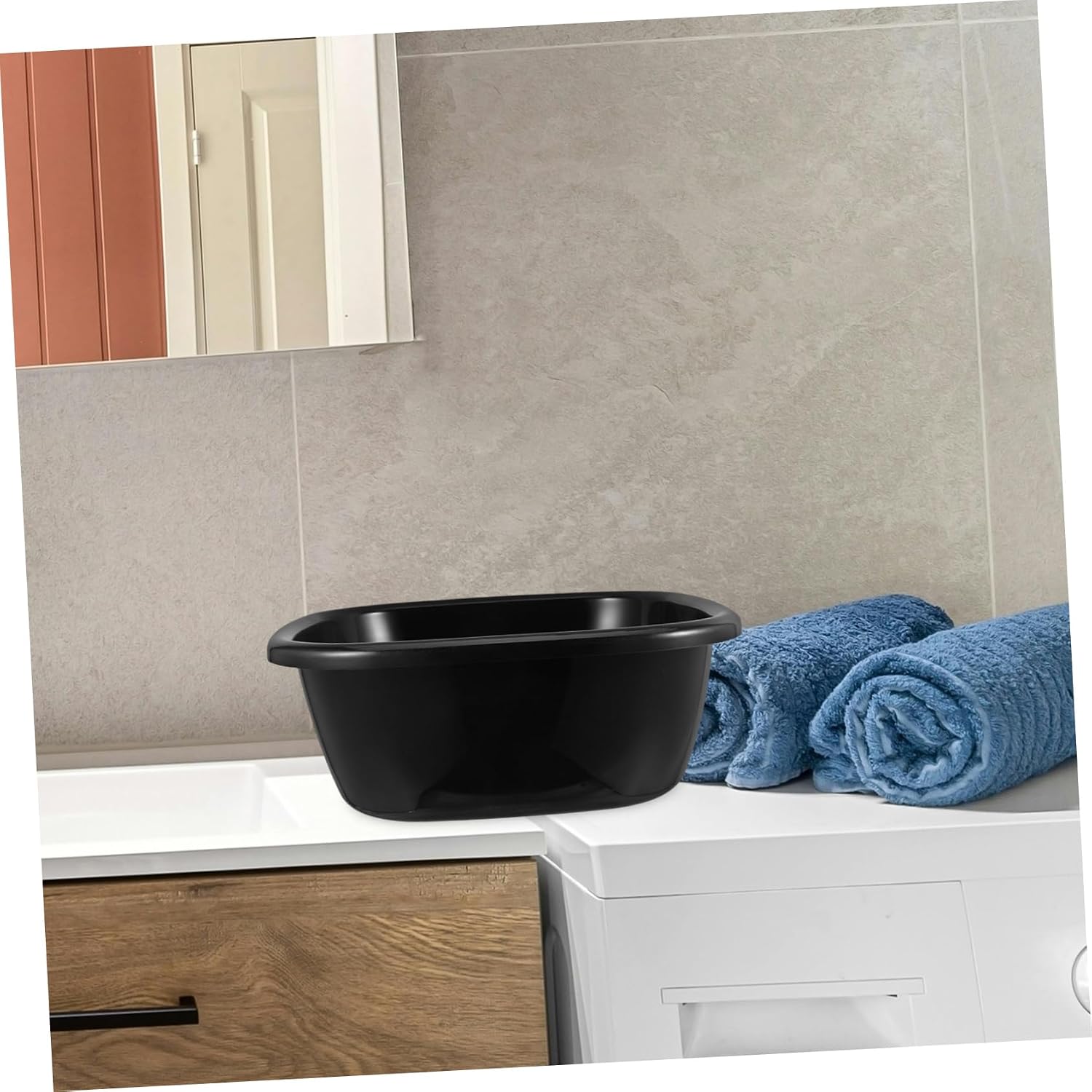 COLLBATH Portable Hair Washing Station Plastic Shampoo Basin for Bedside Washbasin Pitcher Square Basin for Laundry