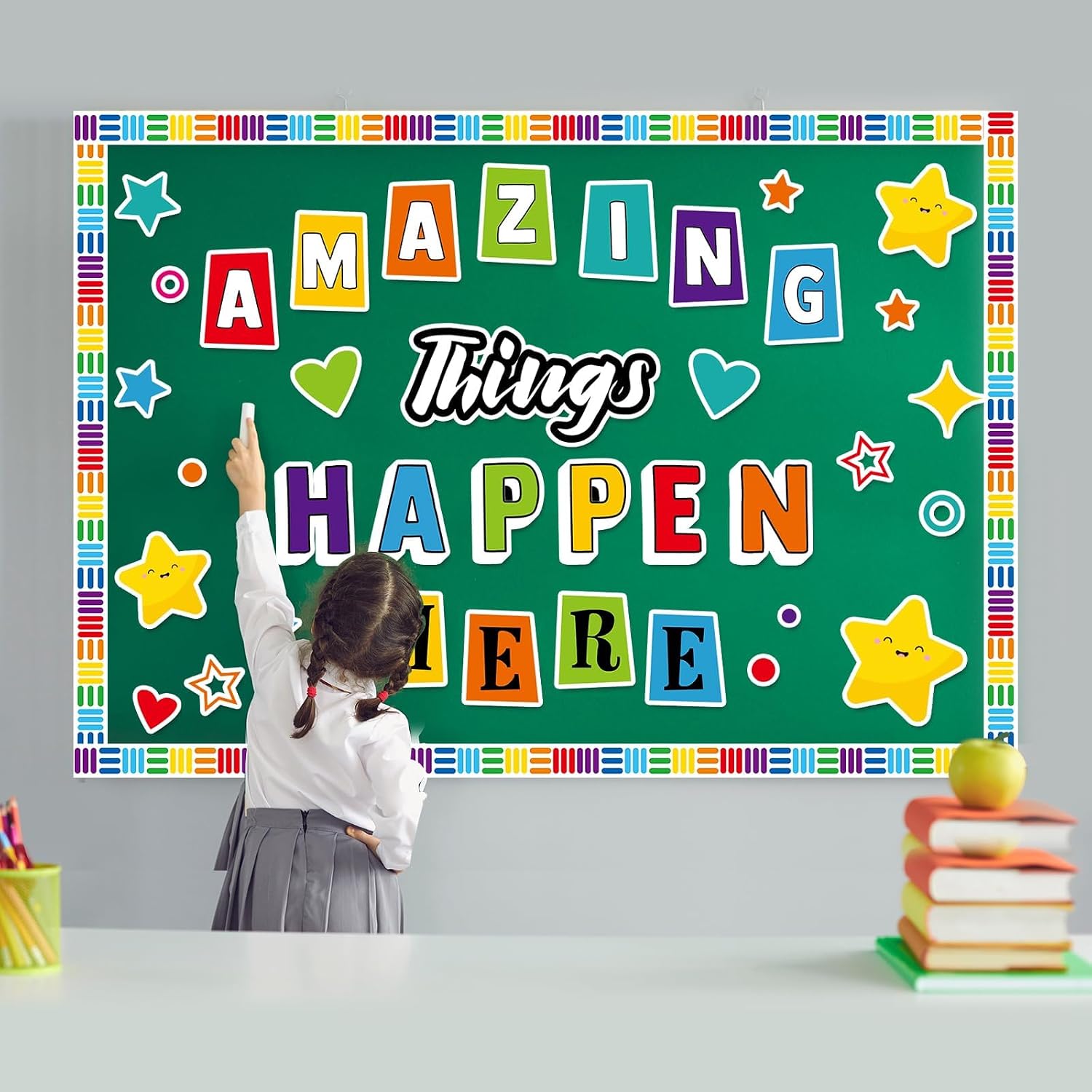 party greeting Amazing Things Happen Here Bulletin Board Welcome Amazing Bulletin Board Decoration Set Inspirational Welcome Back To School Cutouts Decorations Classroom Wall Decor