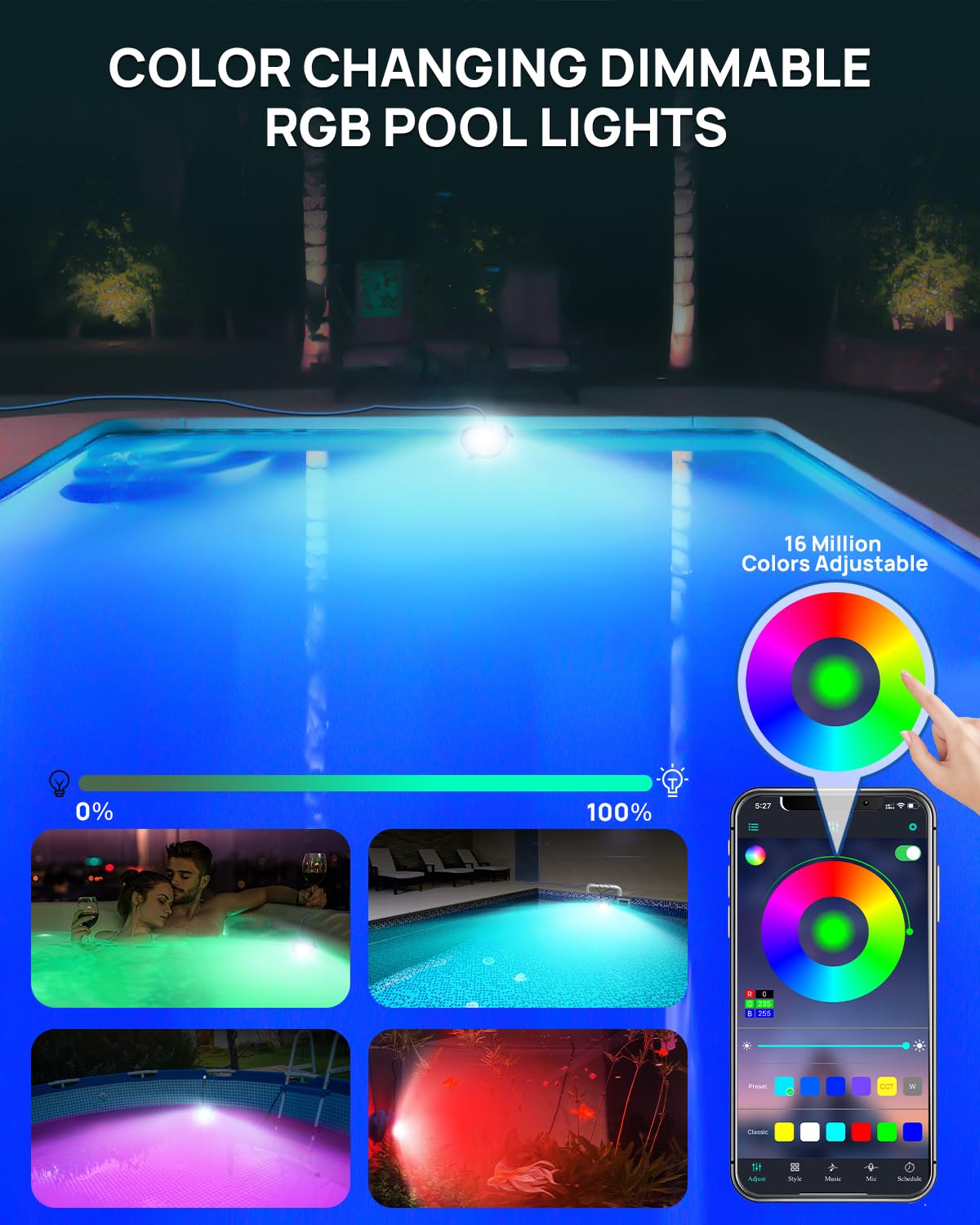 MATICOD LED Pool Lights for Above Ground Pools, 2PCS Color Changing ...
