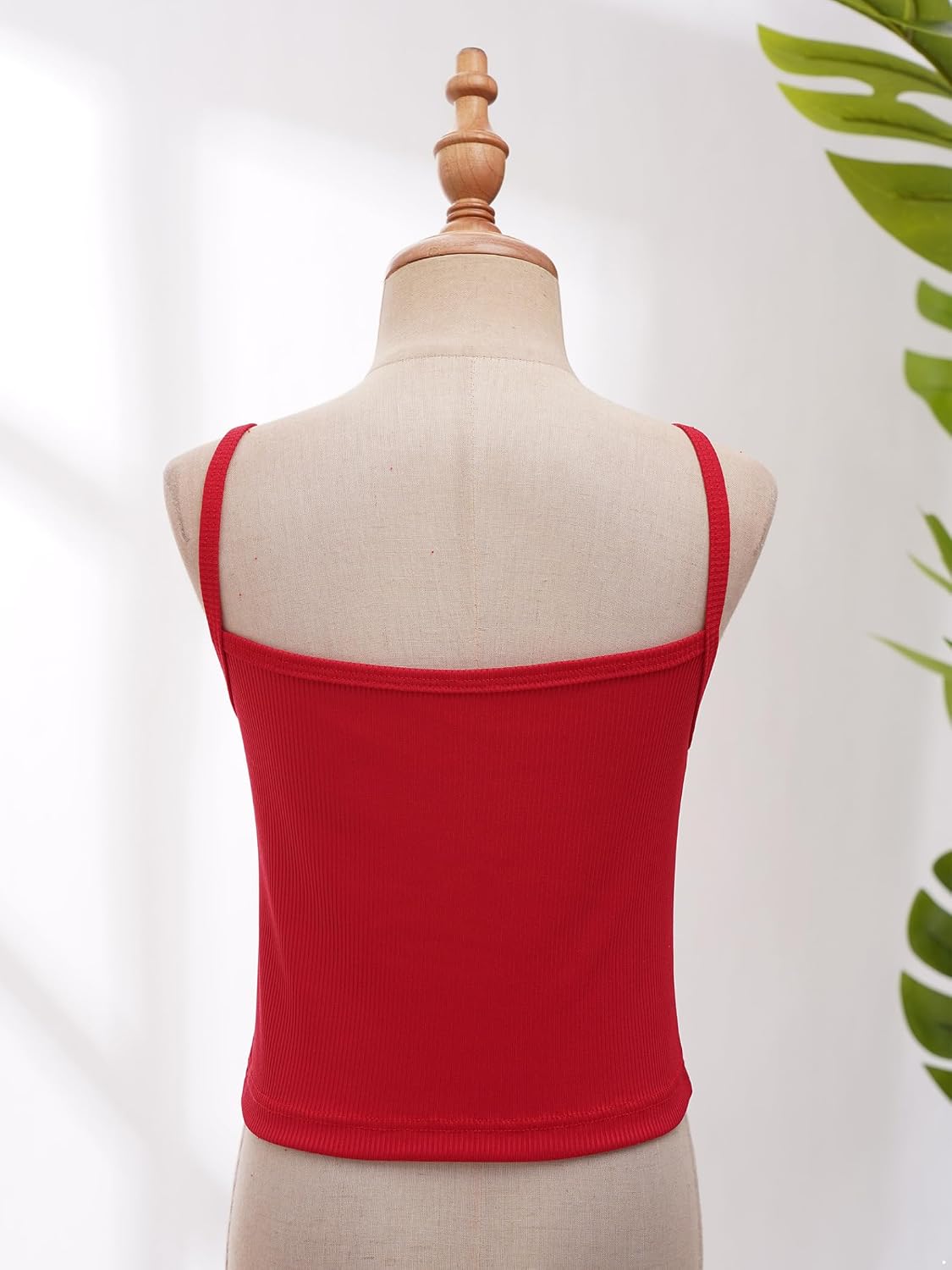 Kids Girls Spaghetti Strap Camisole Ribbed Knit Crop Tank Top Sleeveless Baisc Crop Cami Tops