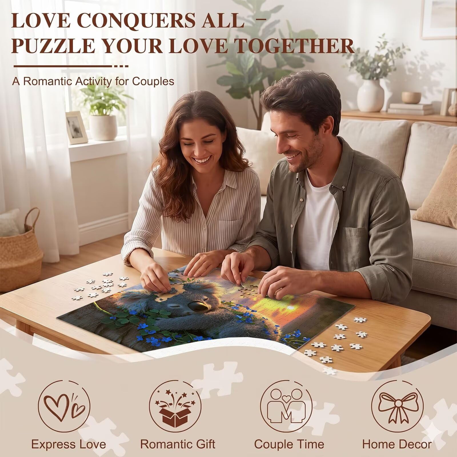 Puzzle 1500 Teile, Holzpuzzle Erwachsene 87 x 57 cm, Kniffliges Denksport Spiel, Großer Puzzlespaß für anspruchsvolle Liebhaber,Familienspiel, Puzzles für Wanddekoration und Geschenk Koala Tier f0-553
