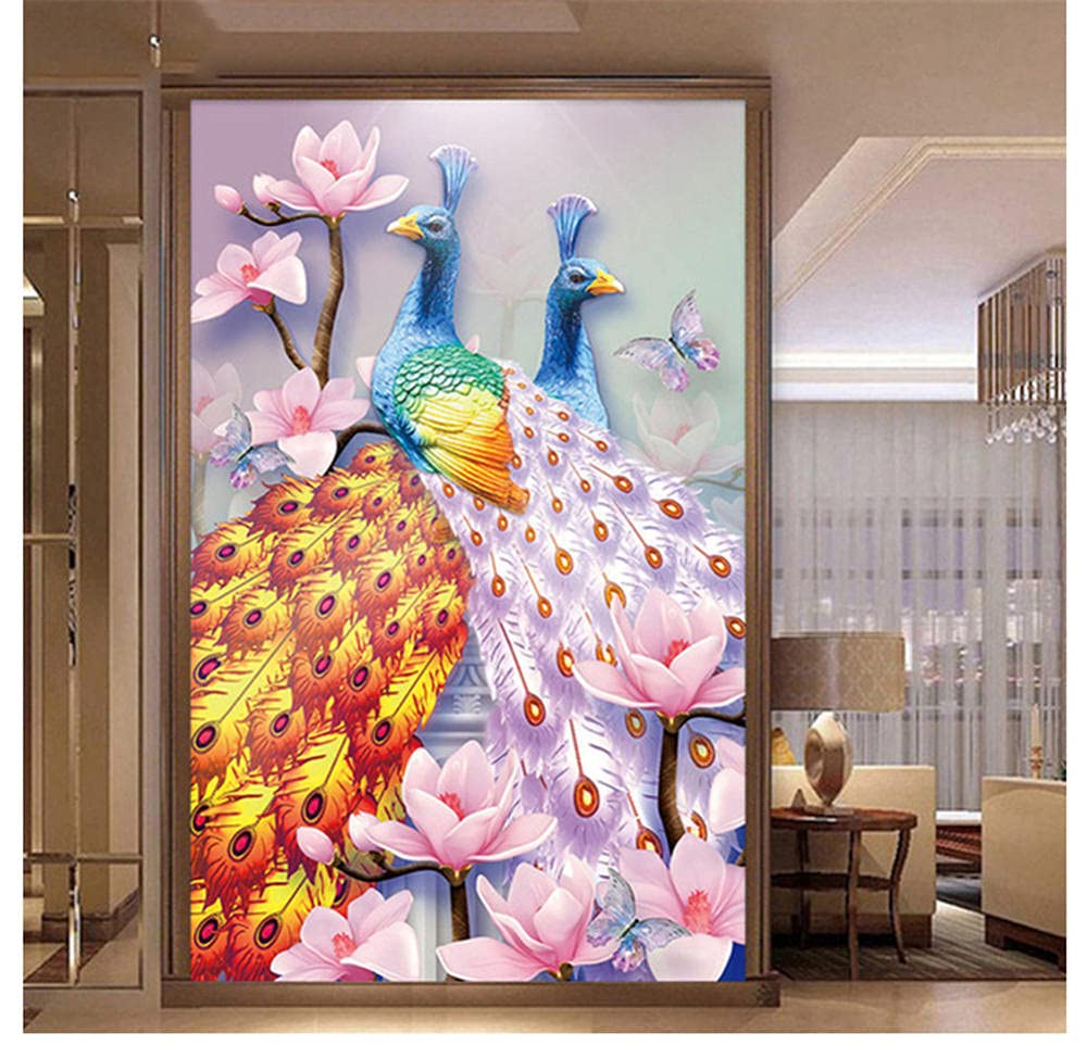 Peinture diamant 5D couple de paons grand format pour décoration salon