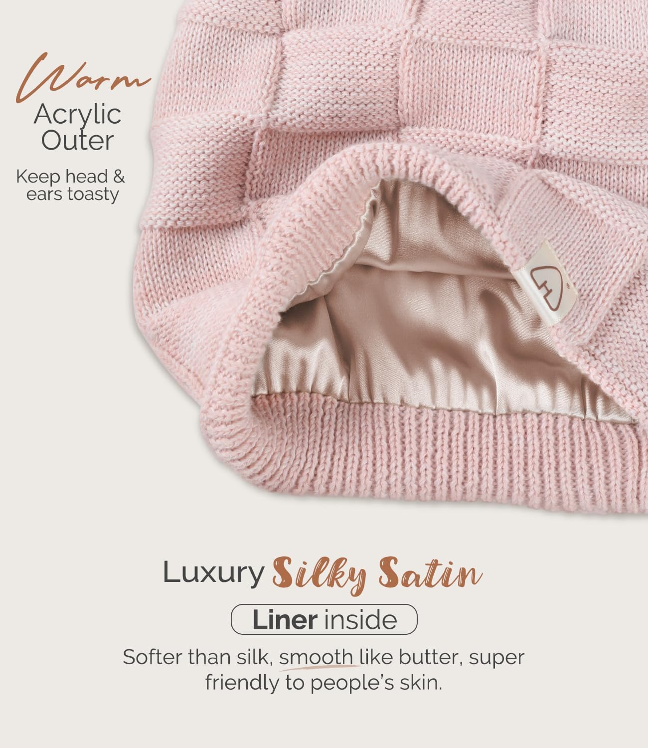 Hat Hut Womens Beanie Satin Lined Beanie Winter Hats for Women Men, Silk Lined Slouchy Beanie Hats Soft Warm Ski Hat Unisex - Image 2