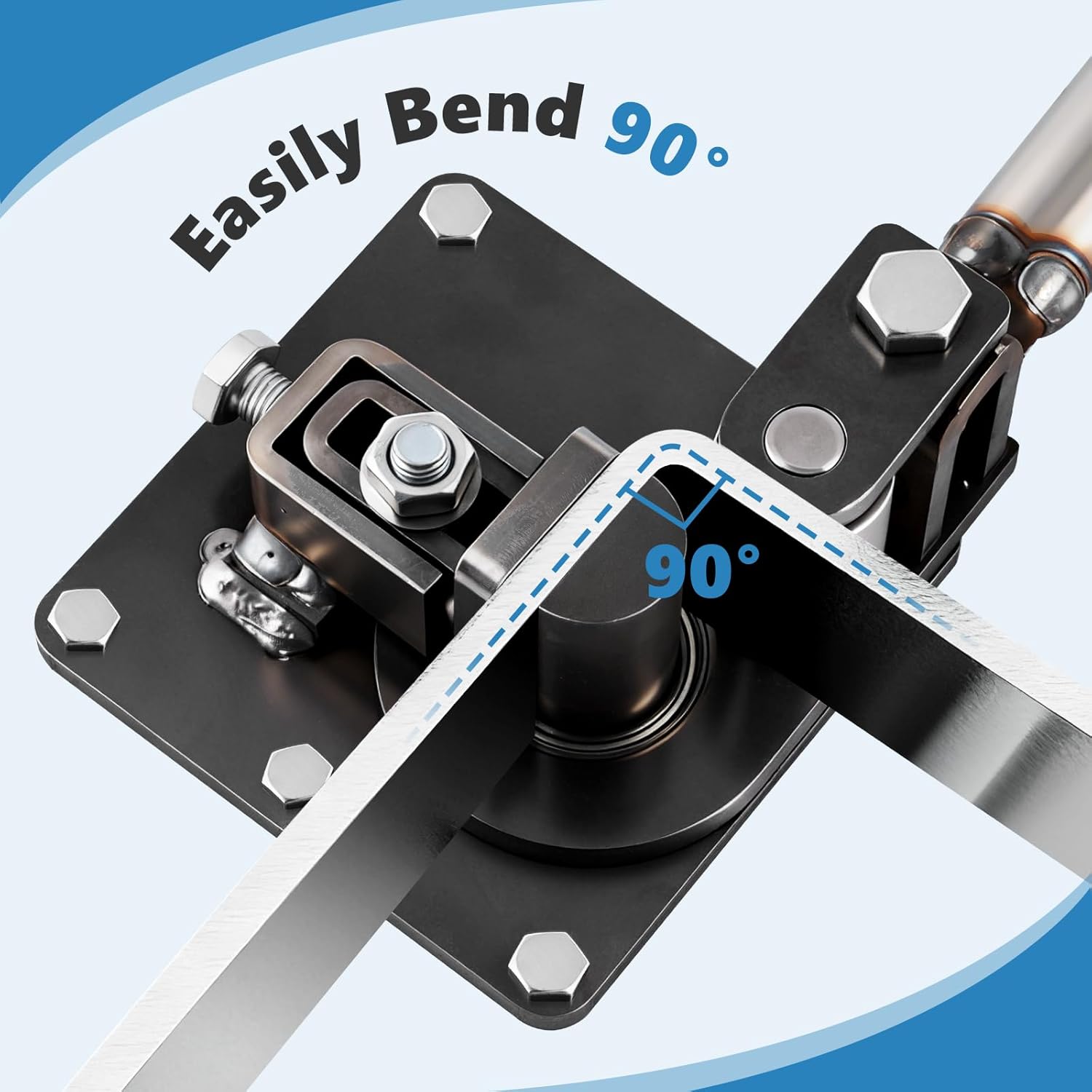 MXBAOHENG 90° Flat Bar Bender, 3X50mm Manual Flat Bar Bending Machine, 9 Bearings Metal Bending Machine, Metal Bender for Galvanized Flat Strip, Steel, Copper, Aluminum, Iron, 304 Stainless Steel