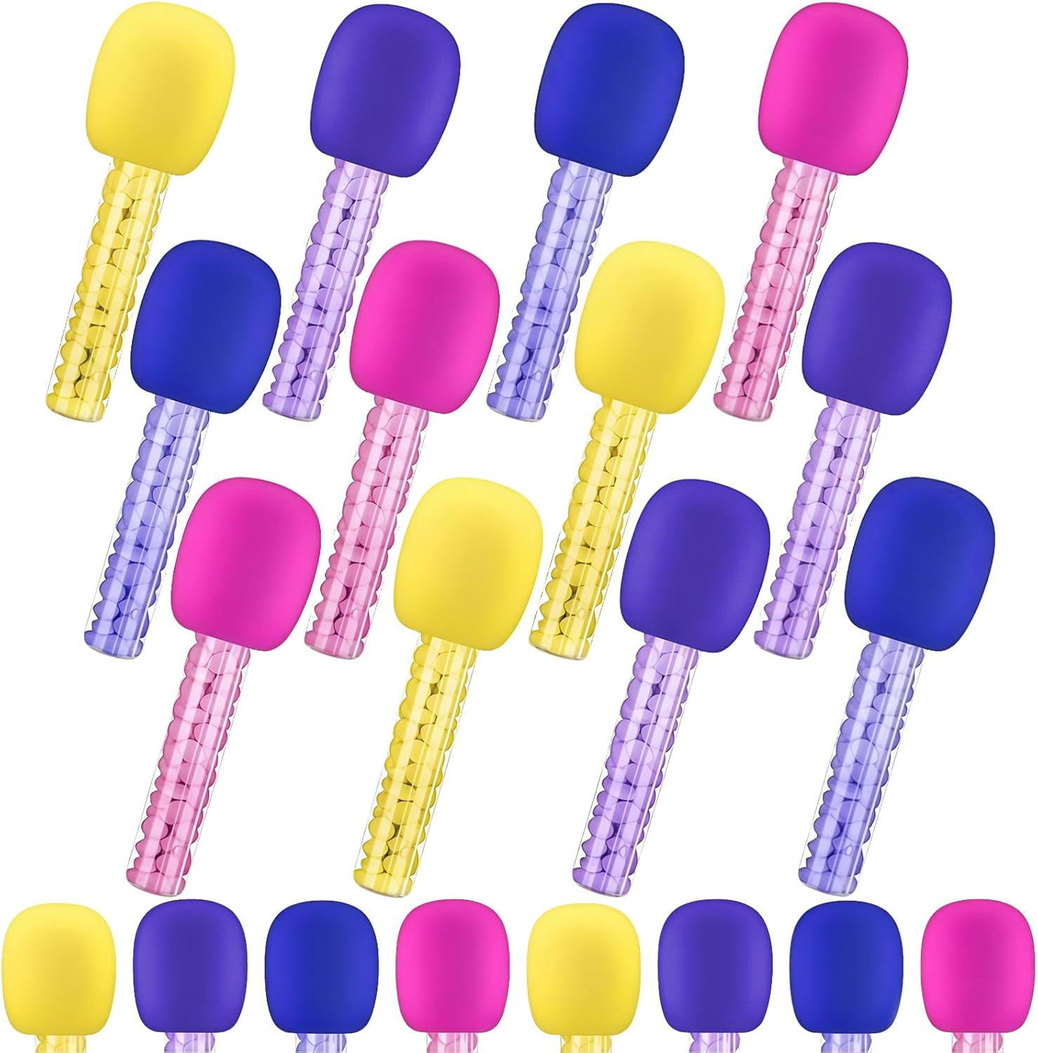 24 Pcs Microphone Candy Tubes Plastic Kpop Karoke Theme Party Decorations Simulated Microphone Singing Prop for Kids Birthday Goody Bag Fillers Party Game Favors (Candy Not Included)