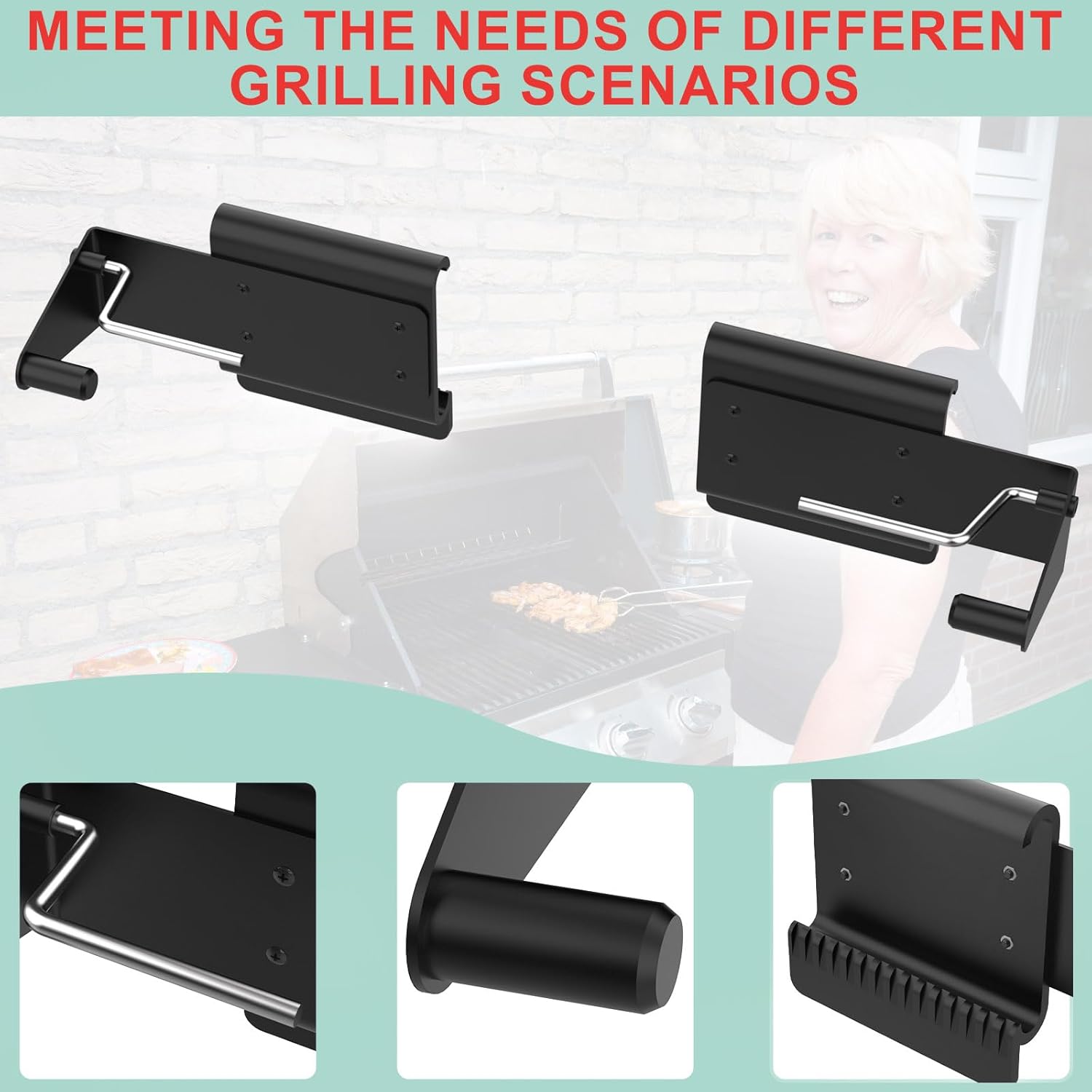 Pop-And-Lock Roll Rack & 3-Pack Hooks for Traeger Grills P.A.L. BAC644 Adjustable Holder Paper Towels,Grill Parts for Ironwood/Timberline XL/Silverton Flatrock Traeger BAC643 TBB86RLG TFB61RLG