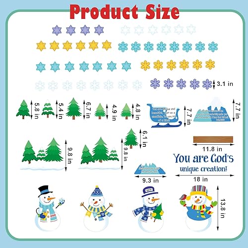 Miniatura 2 de Jutom God Made Me Unique - Juego de tablón de anuncios de muñeco de nieve, tablero de anuncios cristiano, decoración de escuela dominical, tablero