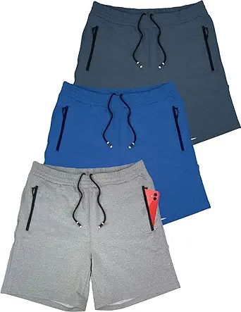 Liberty Imports Mens Sweat Shorts with Zipper Pockets (3 Pack)