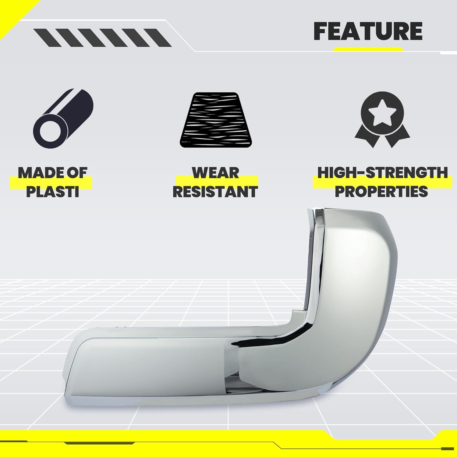 KUAFU Rear Bumper End Caps RH Compatible with 2016-2023 Toyota Tacoma w/o Parking Sensors Holes Chrome Covers Corner Extension Replacement for TO1105131