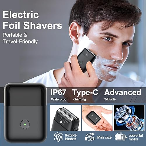 Miniatura 2 de Afeitadoras eléctricas para hombres, mini maquinilla de afeitar eléctrica de viaje, afeitadora de papel de aluminio para hombres, cuchillas