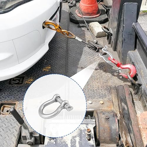 Miniatura 12 de Juego de 8 grilletes de anillo en D de acero inoxidable 304 de 1/2 pulgada para aventuras al aire libre, alambre de acero de tracción y construcción