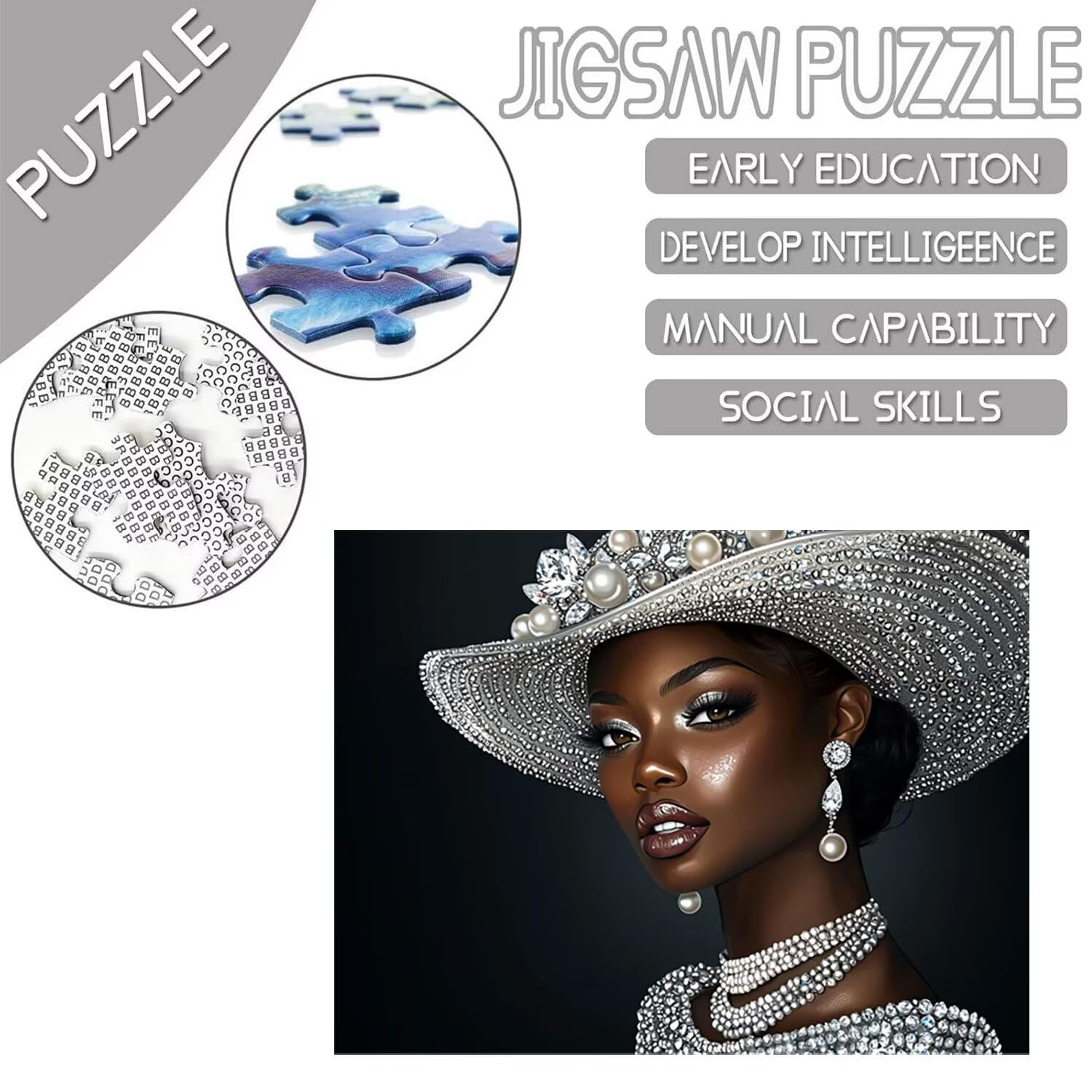 Puzzle de 2000 Piezas Puzzle Adultos 100x70cm Juego Educativo Regalos Rompecabezas para Adultos y niños a Partir de 14 Años, Regalo Creativo para la Relajación - (Mujer con Sombrero) t-116